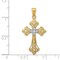 14K Two Tone Gold Diamond Cut Cross Pendant Charm Jewelry 25 x 16 mm